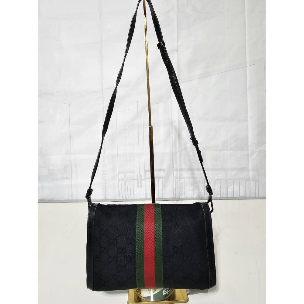GUCCI Ophidia GG Vintage Sherryline Crossbody bag Black - Picture 3 of 14